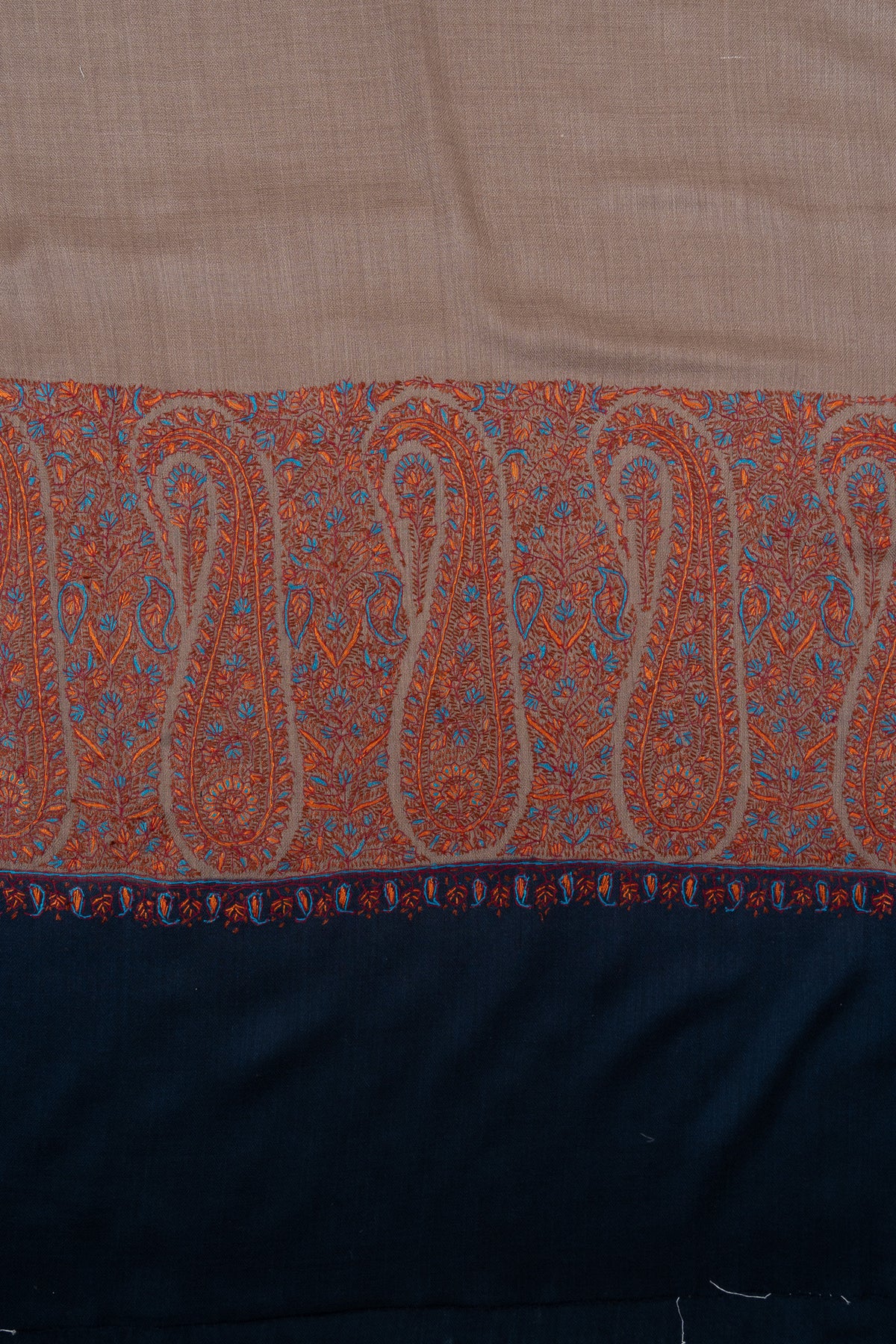 Cocoa Dusk Border 2.5 Yards Sozni Hand Embroidered Shawl