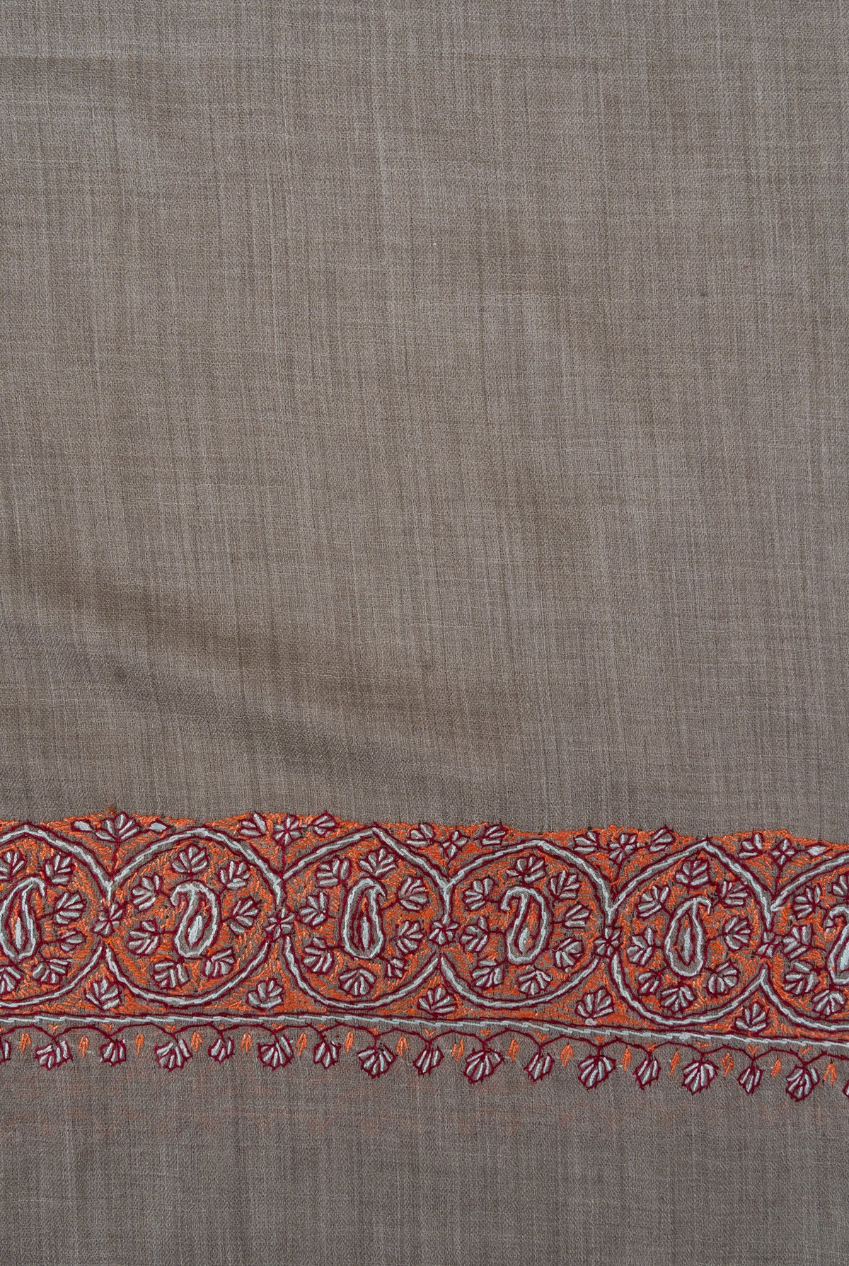 Ash Clay Heritage 2.5 Yards Sozni Hand Embroidered Shawl