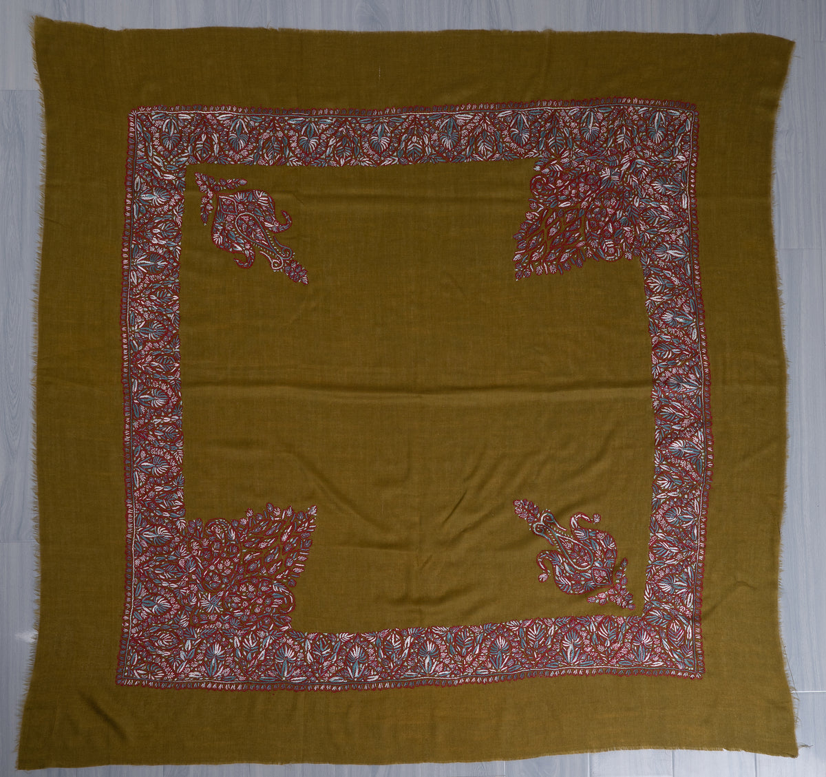 Olive Ember Rumal — Sozni Hand Embroidered