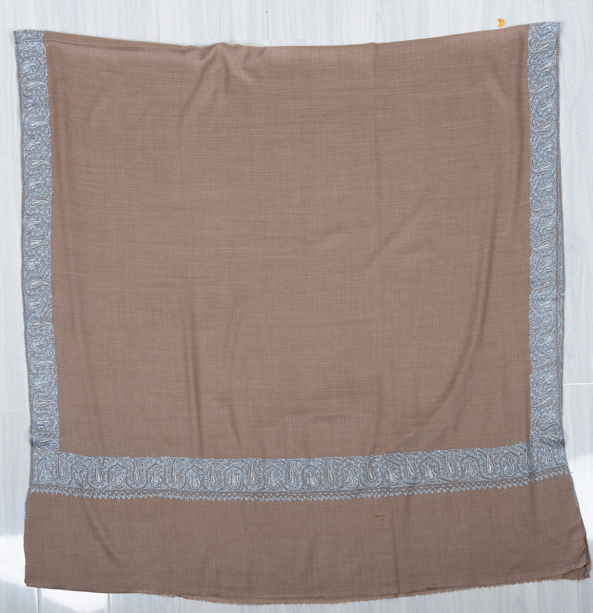 Mink Blue Whisper 2.5 Yards Sozni Hand Embroidered Shawl
