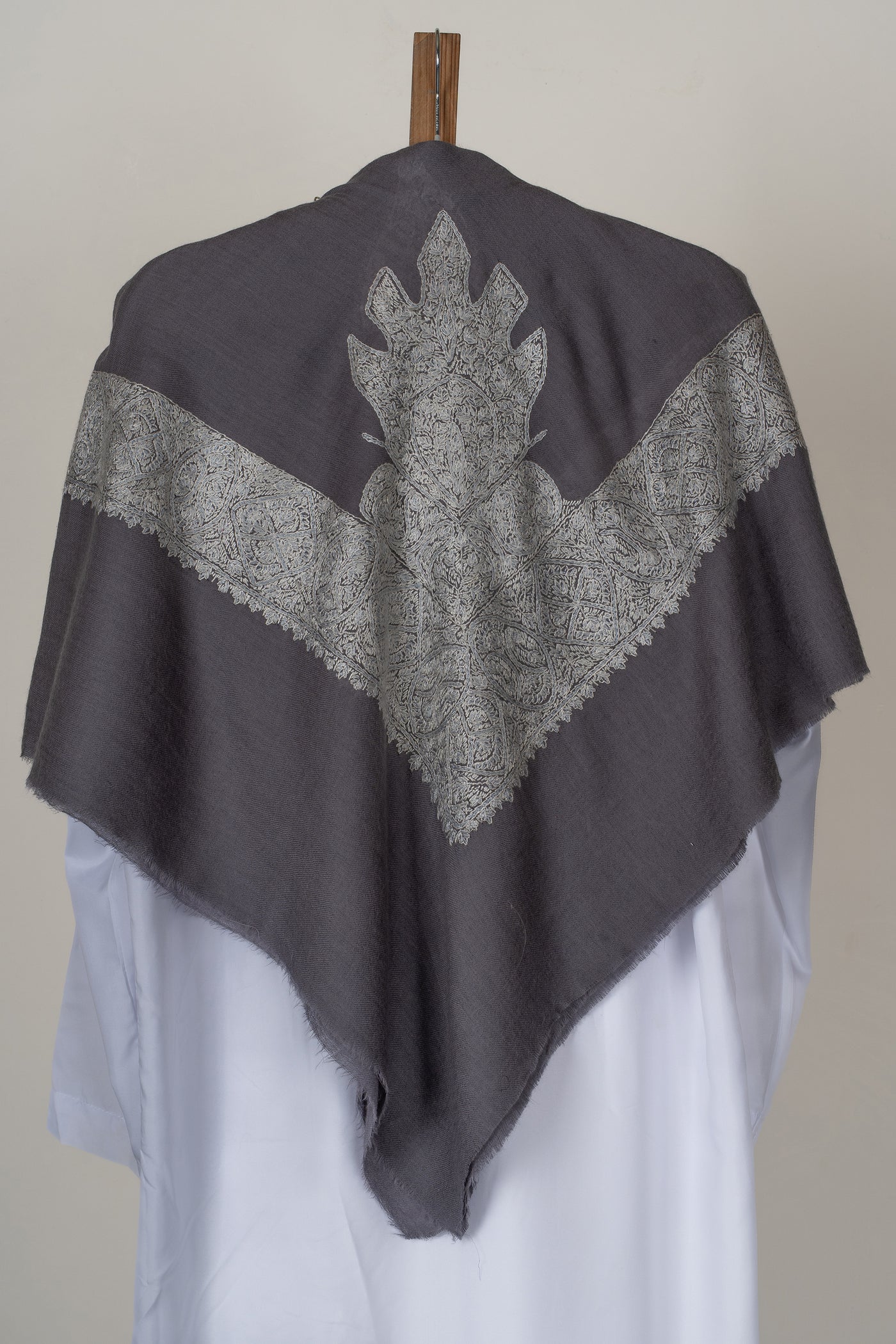 Slate Frost Rumal — Sozni Hand Embroidered