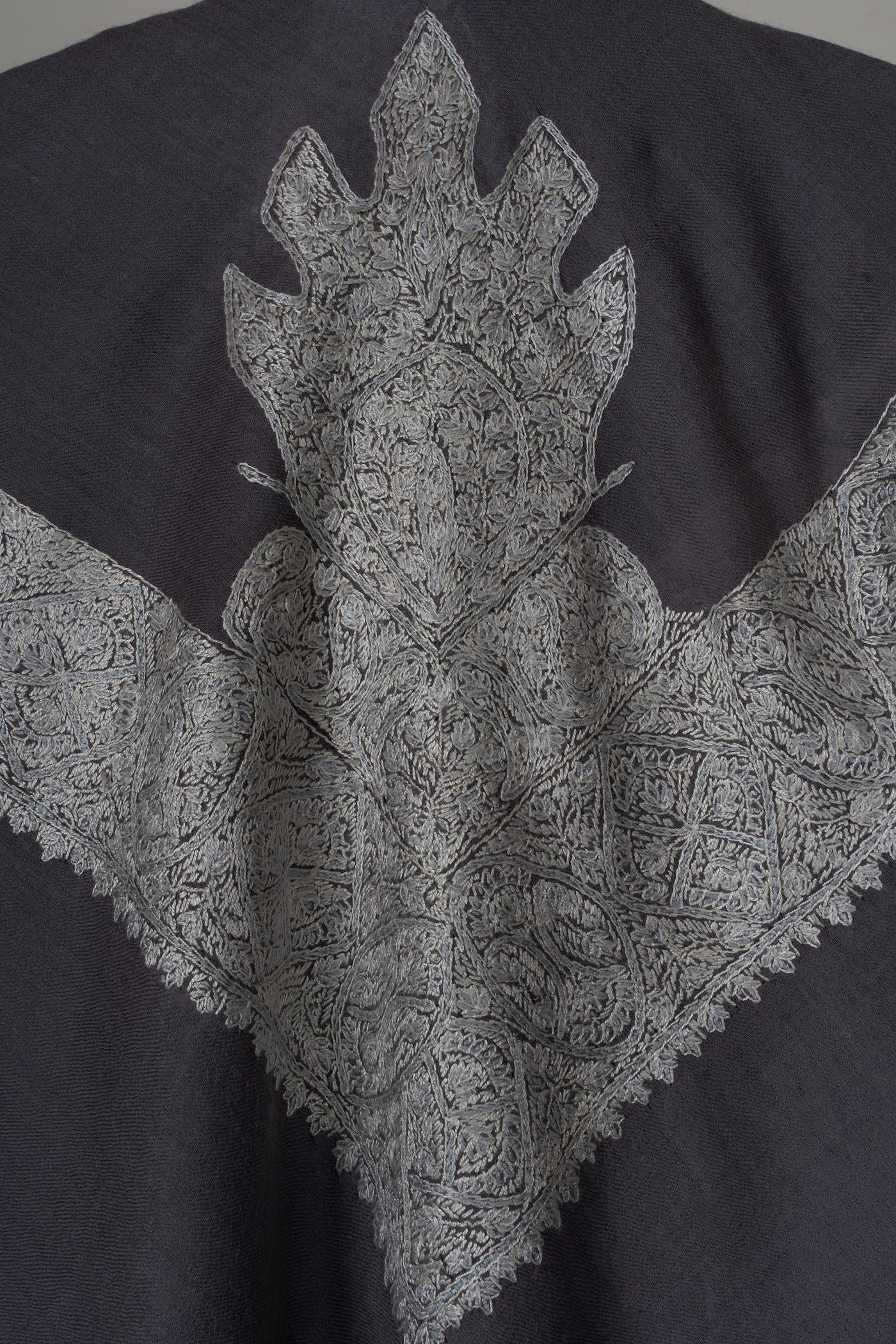 Slate Frost Rumal — Sozni Hand Embroidered