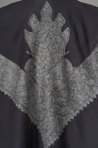 Slate Frost Rumal — Sozni Hand Embroidered
