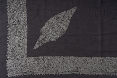 Slate Frost Rumal — Sozni Hand Embroidered