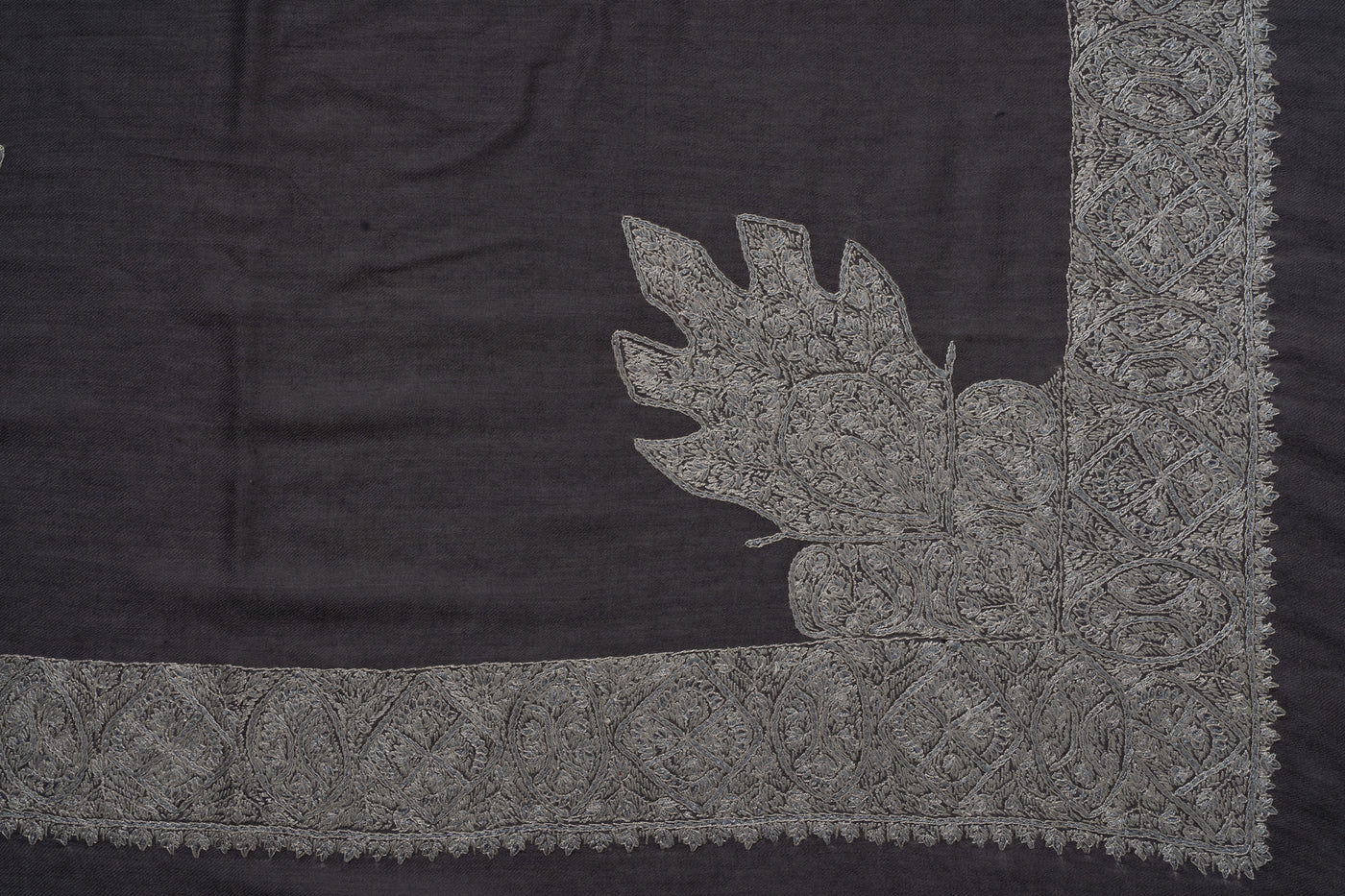 Slate Frost Rumal — Sozni Hand Embroidered