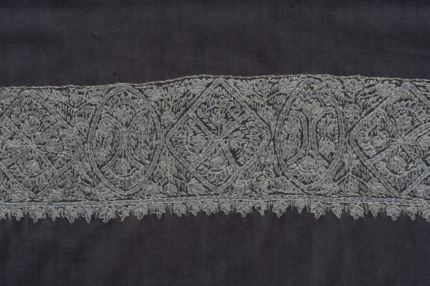 Slate Frost Rumal — Sozni Hand Embroidered