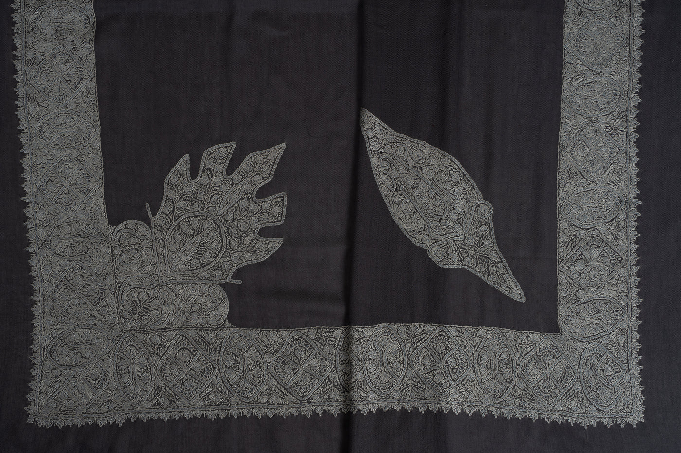 Slate Frost Rumal — Sozni Hand Embroidered