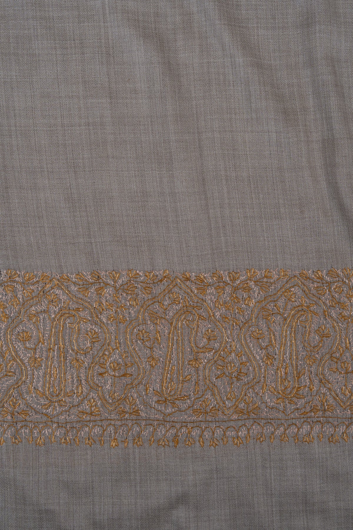 Ivory Sand Heirloom 2.5 Yards Sozni Hand Embroidered Shawl