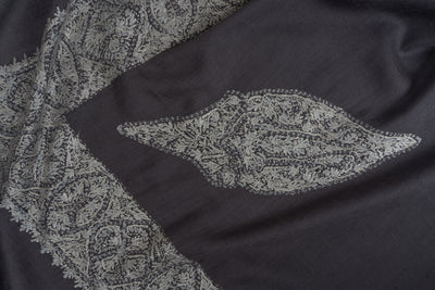 Slate Frost Rumal — Sozni Hand Embroidered