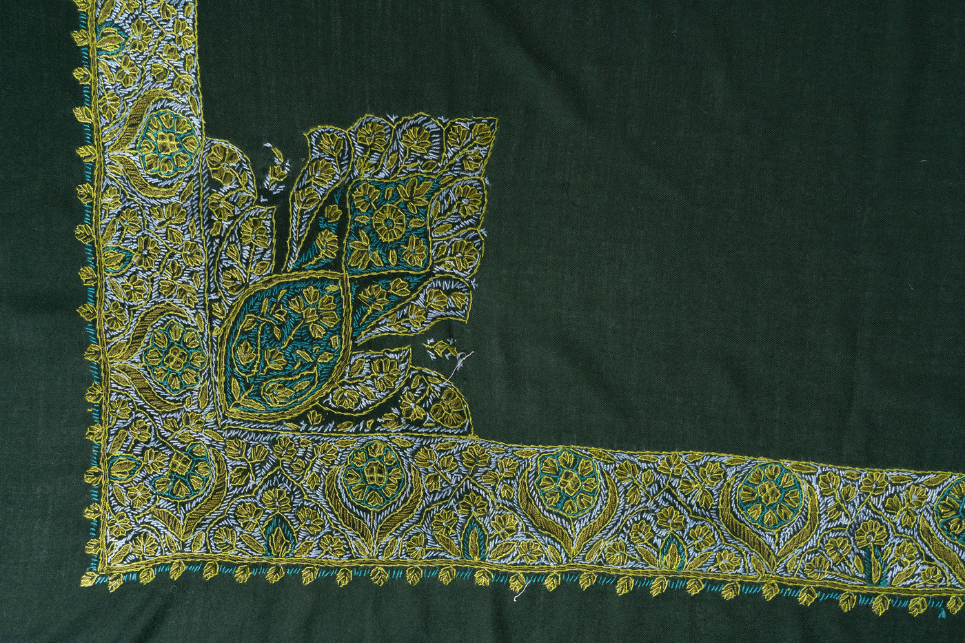 Emerald Dawn Rumal — Sozni Hand Embroidered