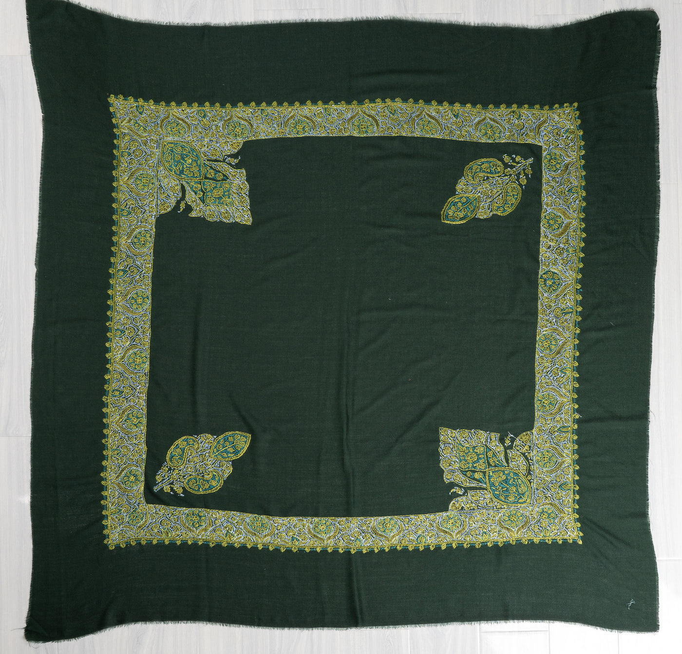 Emerald Dawn Rumal — Sozni Hand Embroidered