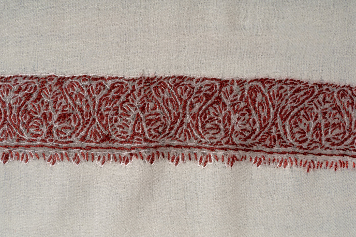 Ivory Crimson Rumal — Sozni Hand Embroidered