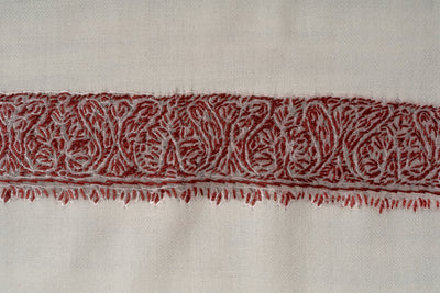 Ivory Crimson Rumal — Sozni Hand Embroidered