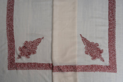 Ivory Crimson Rumal — Sozni Hand Embroidered
