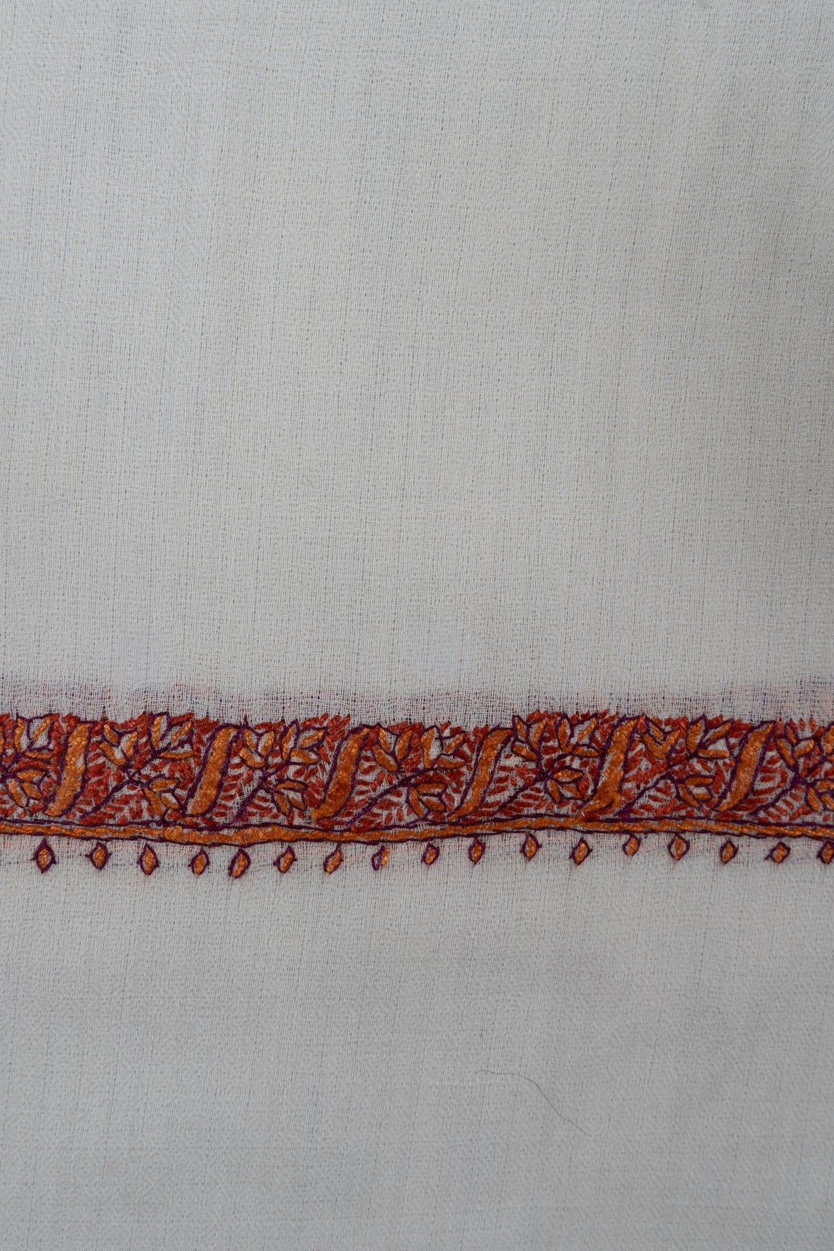 Soft Pearl Rust Edge 2.5 Yards Sozni Hand Embroidered Shawl