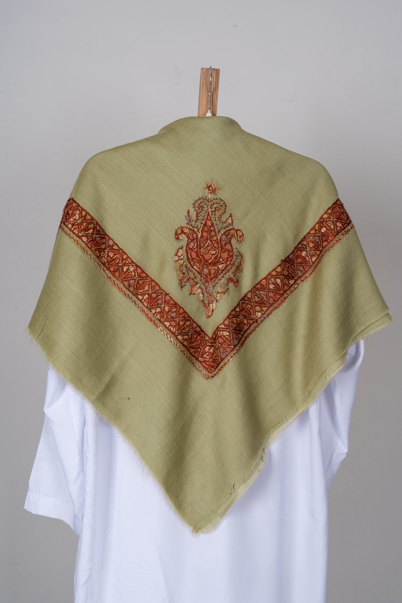 Sage Ember Rumal — Sozni Hand Embroidered