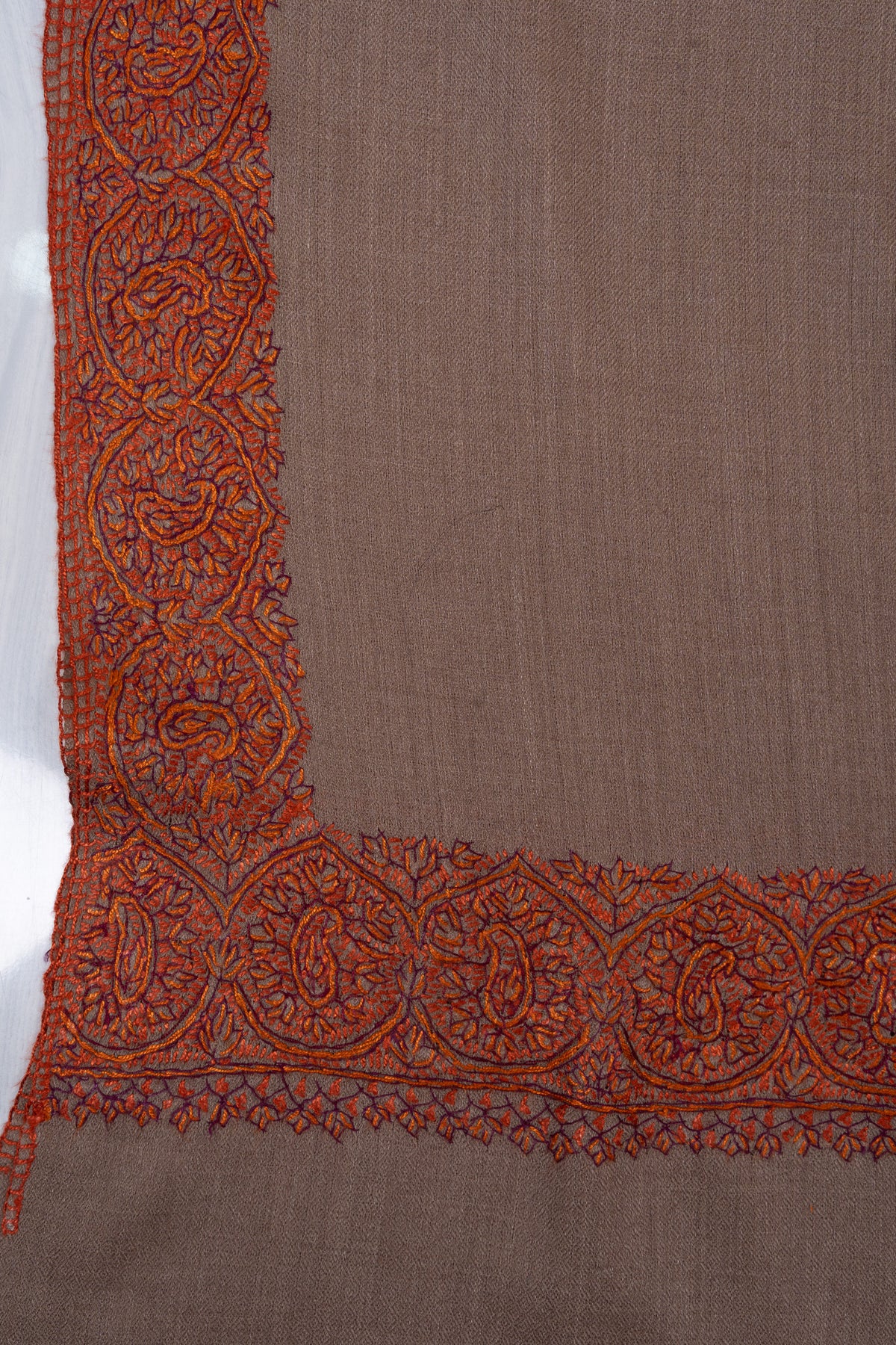 Cocoa Dusk 2.5 Yards Sozni Hand Embroidered Shawl