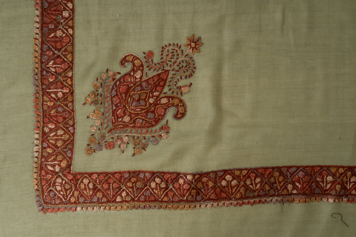 Sage Ember Rumal — Sozni Hand Embroidered