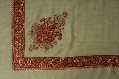 Sage Ember Rumal — Sozni Hand Embroidered