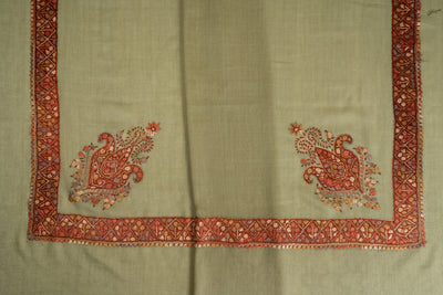 Sage Ember Rumal — Sozni Hand Embroidered