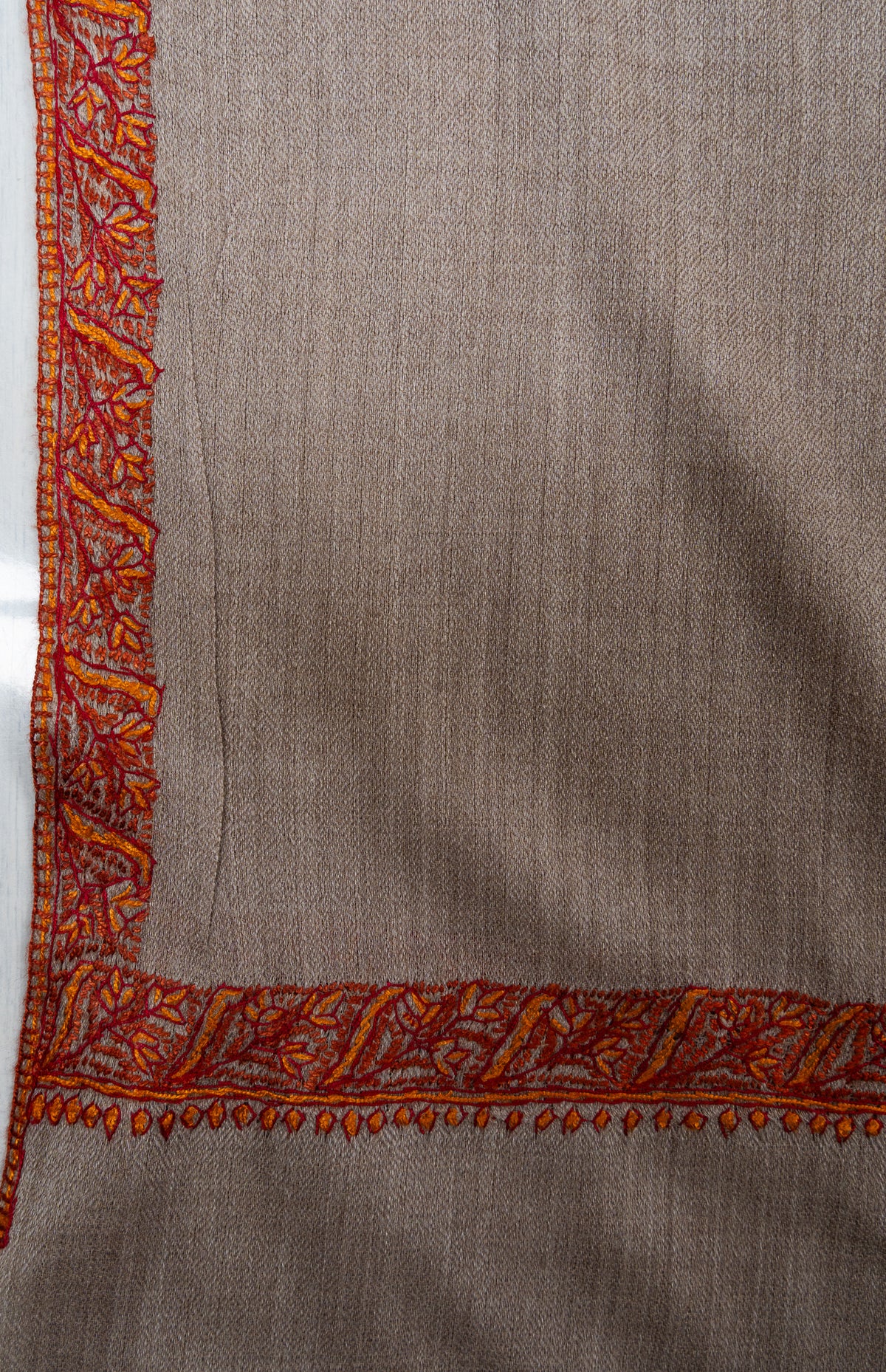 Desert Sand 2.5 Yards Sozni Hand Embroidered Shawl