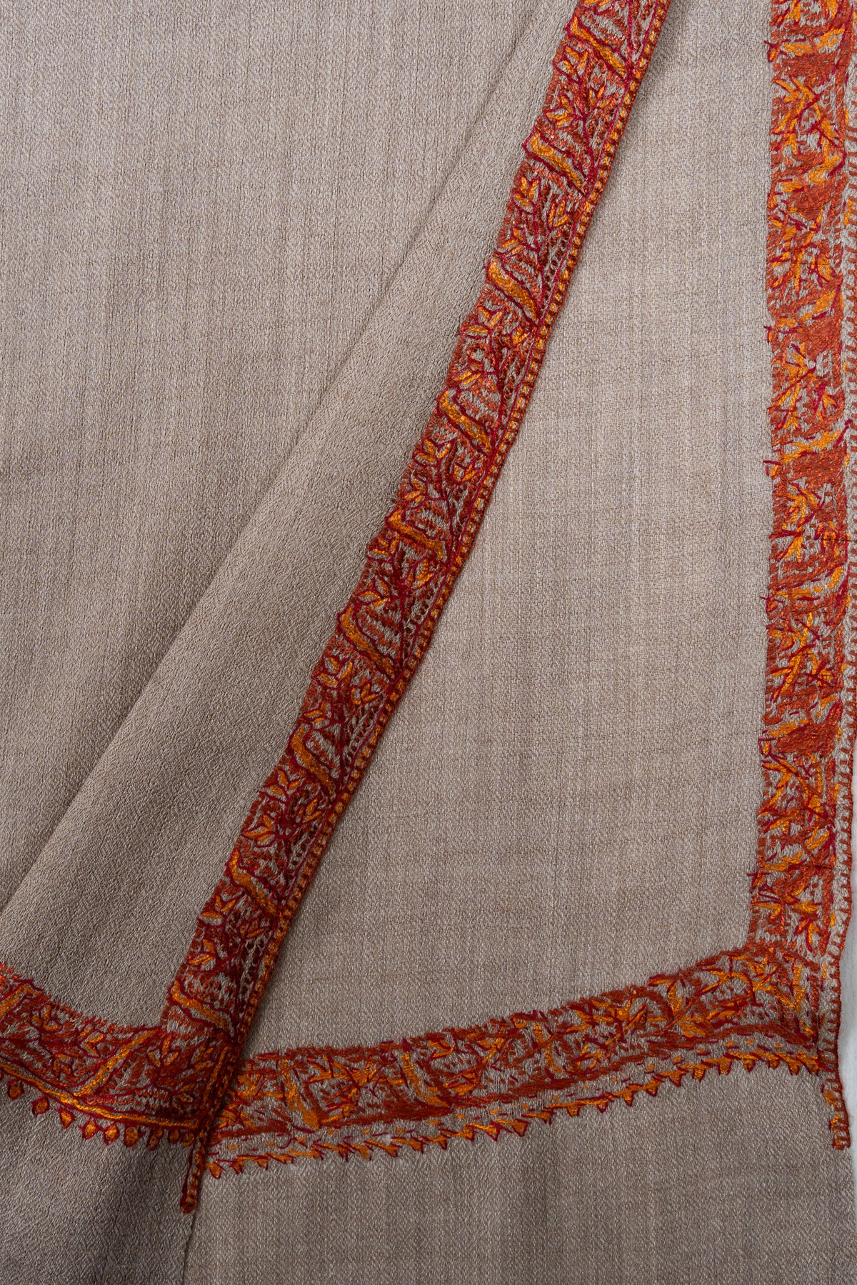 Desert Sand 2.5 Yards Sozni Hand Embroidered Shawl