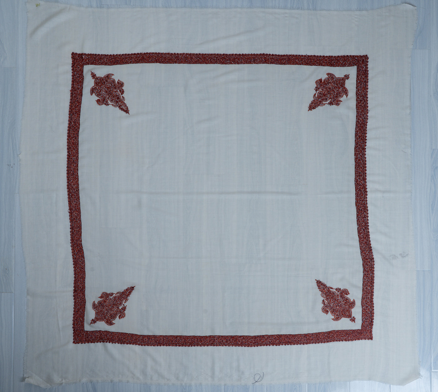 Pearl Ruby Rumal — Sozni Hand Embroidered