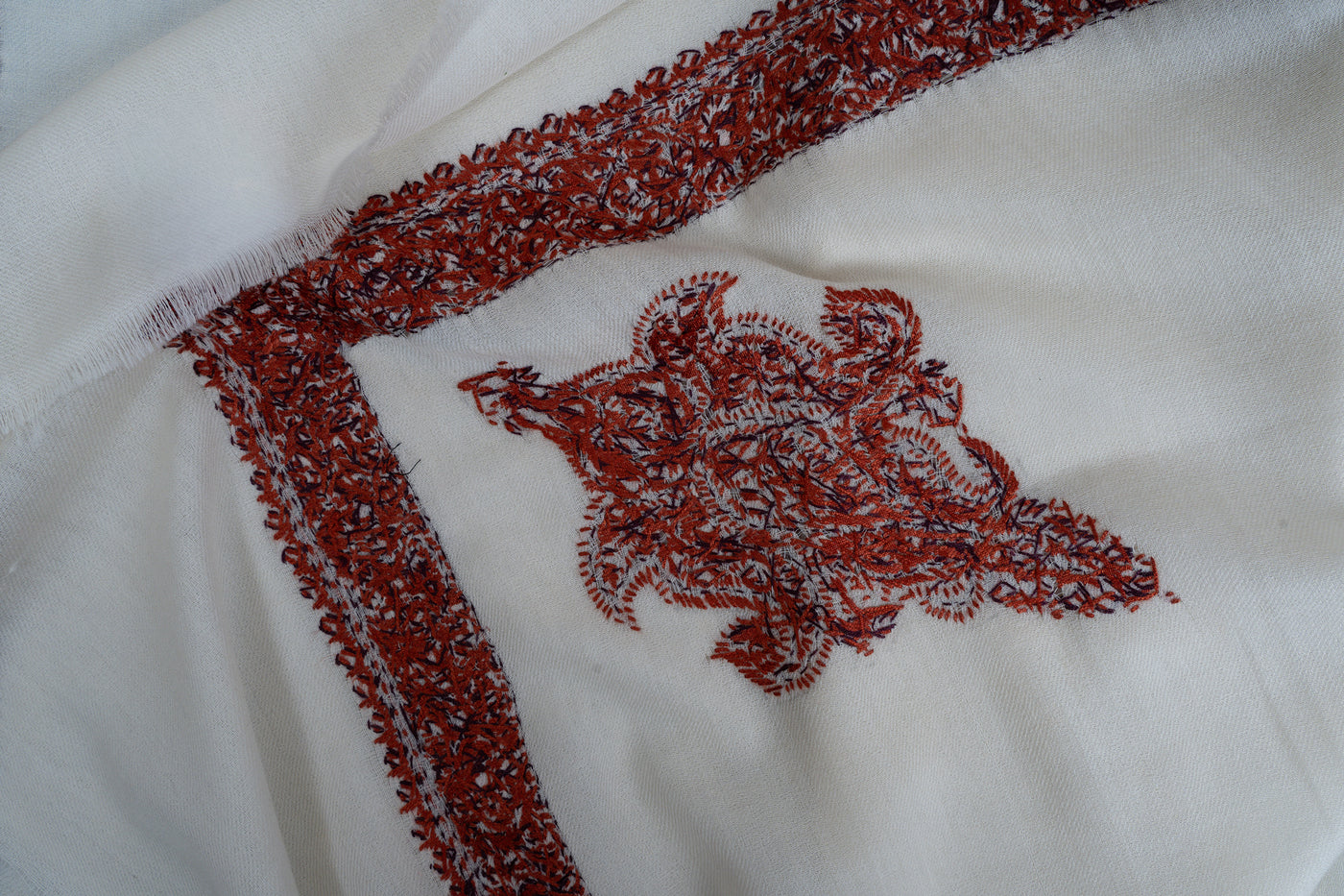 Pearl Ruby Rumal — Sozni Hand Embroidered
