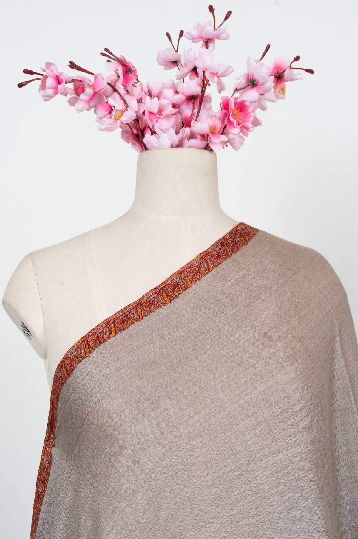 Desert Sand 2.5 Yards Sozni Hand Embroidered Shawl