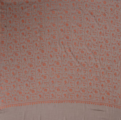 2.5 Yards | Chaman-e-Atish — Sozni Jaal Hand-Embroidered Shawl in Beige & Ember Red