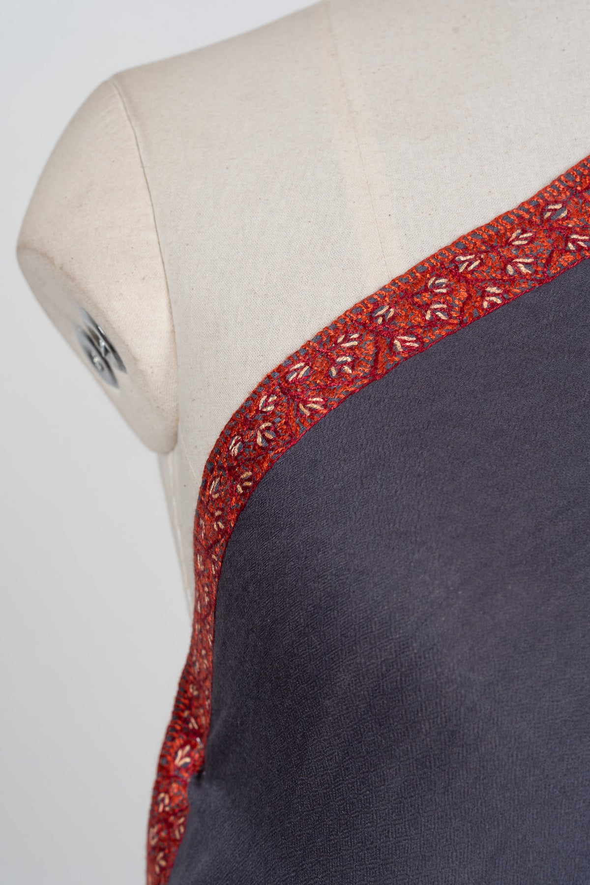 Smoky Plum 2.5 Yards Sozni Hand Embroidered Shawl
