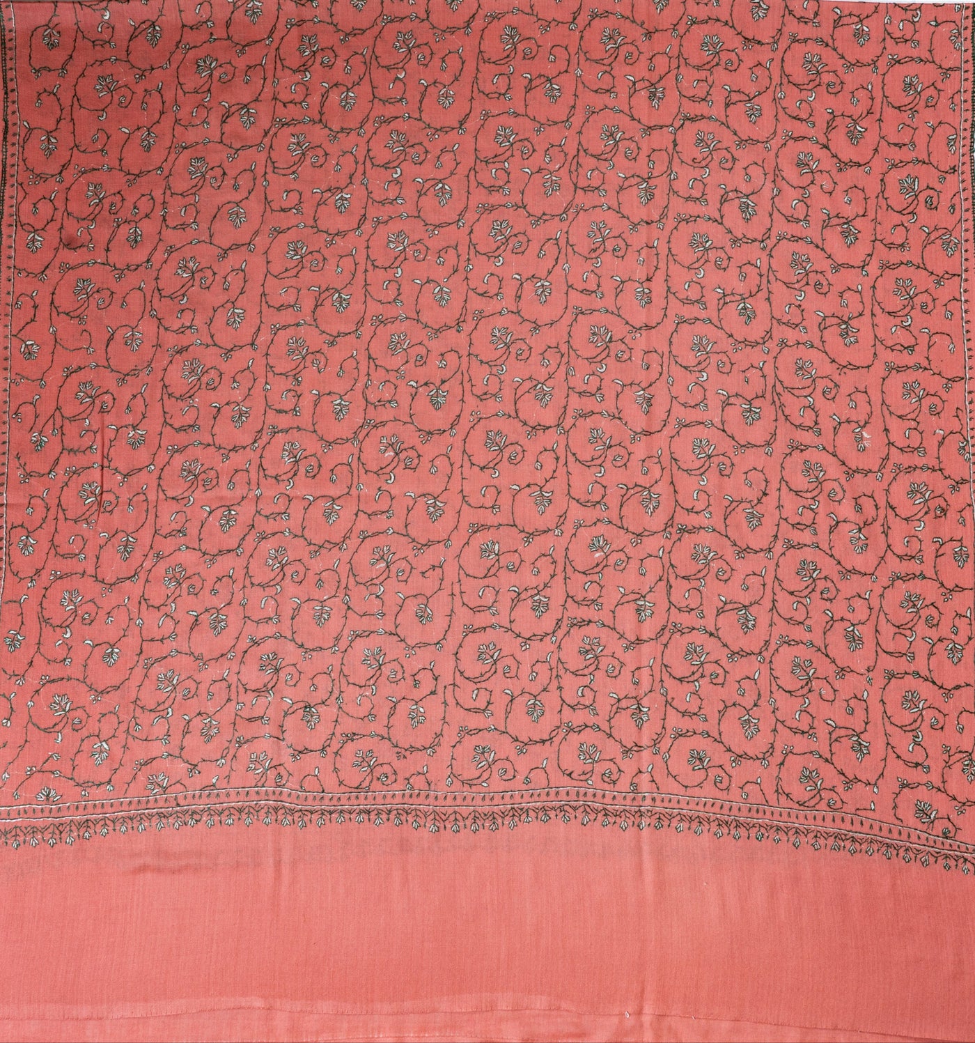 2.5 Yards | Gul-e-Nauroz — Sozni Jaal Hand-Embroidered Shawl in Peach Blossom Pink