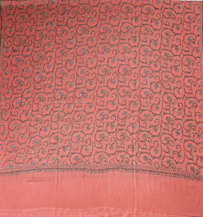 2.5 Yards | Gul-e-Nauroz — Sozni Jaal Hand-Embroidered Shawl in Peach Blossom Pink