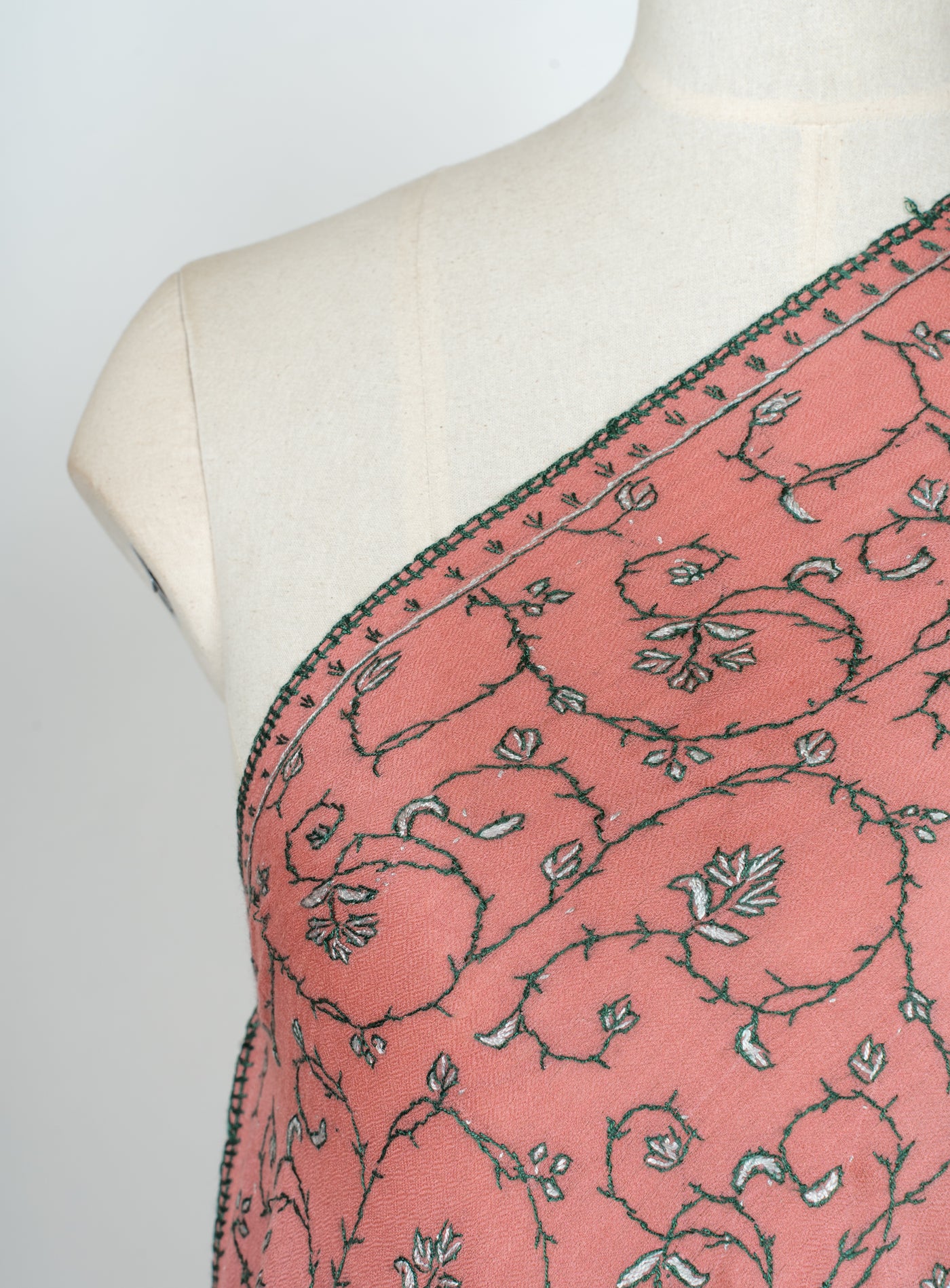 2.5 Yards | Gul-e-Nauroz — Sozni Jaal Hand-Embroidered Shawl in Peach Blossom Pink
