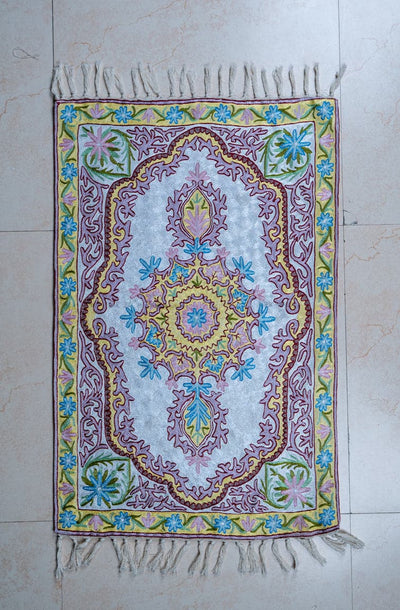 Hand Aari Embroidered chain stitch rug 3ft x 2ft (91cm x 61cm)