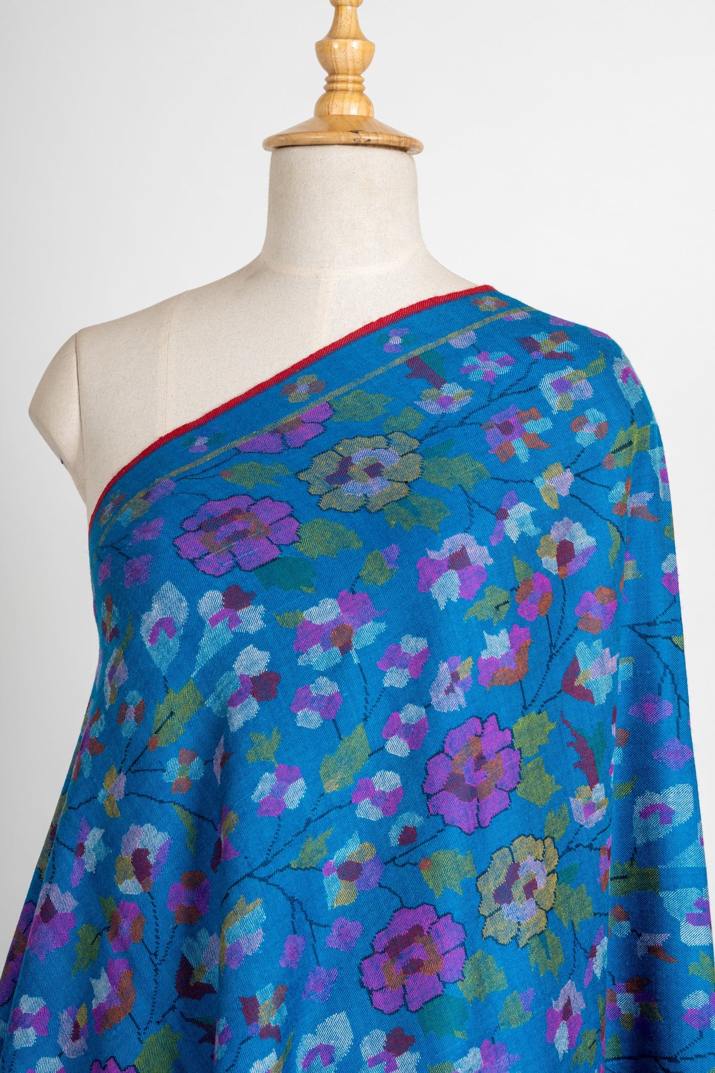 Royal Azure Pure Pashmina with Kani Floral Design