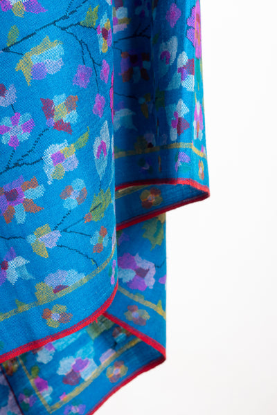 Royal Azure Pure Pashmina with Kani Floral Design