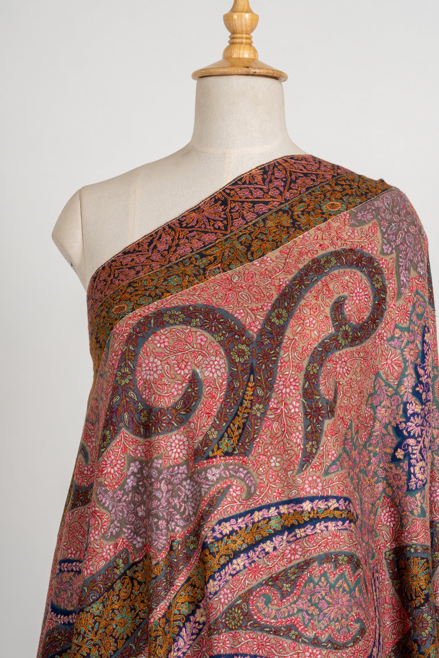 Kalamkari: Timeless Heritage Hand-Embroidered Pure Pashmina Sozni Shawl