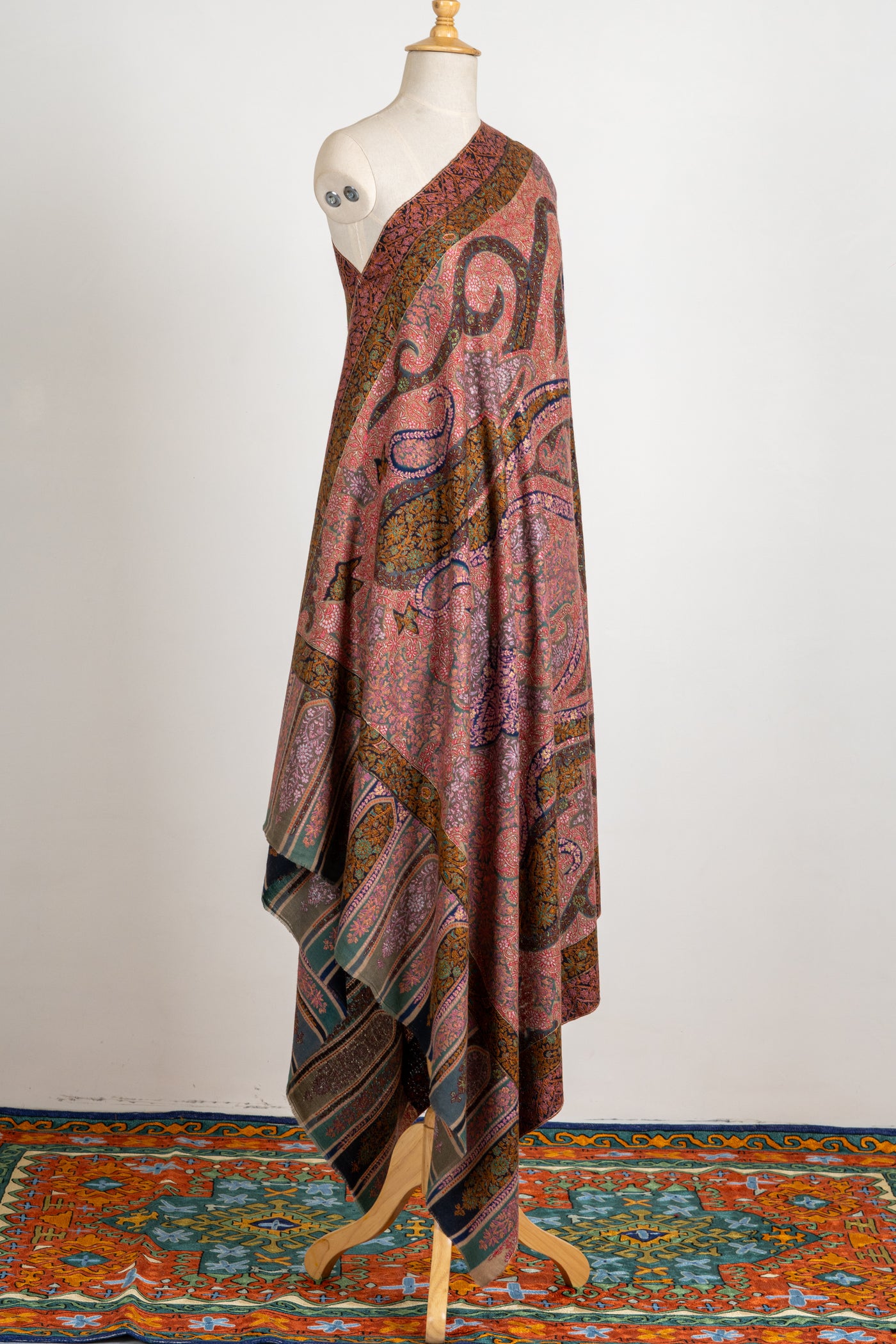 Kalamkari: Timeless Heritage Hand-Embroidered Pure Pashmina Sozni Shawl