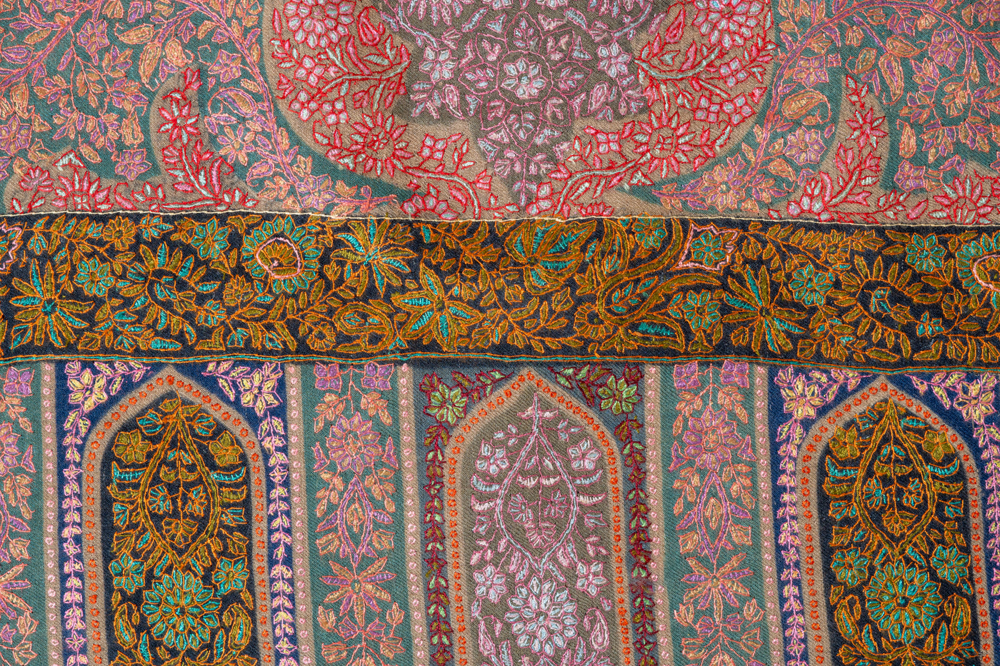 Kalamkari: Timeless Heritage Hand-Embroidered Pure Pashmina Sozni Shawl