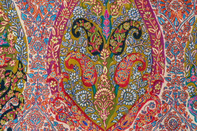 Kalamkari: Midnight Elegance Hand-Embroidered Pure Pashmina Sozni Shawl