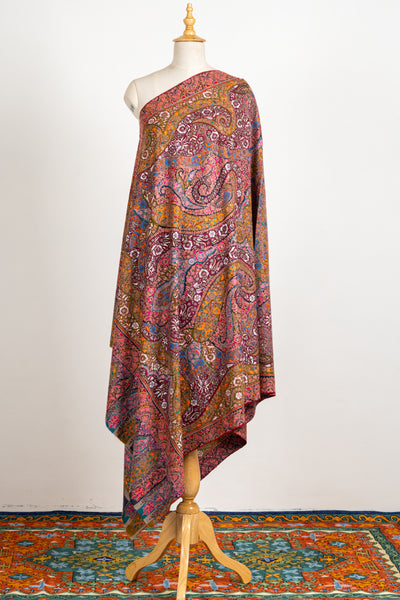 Kashmiri Grandeur Pure Pashmina Hand-Embroidered Sozni Shawl