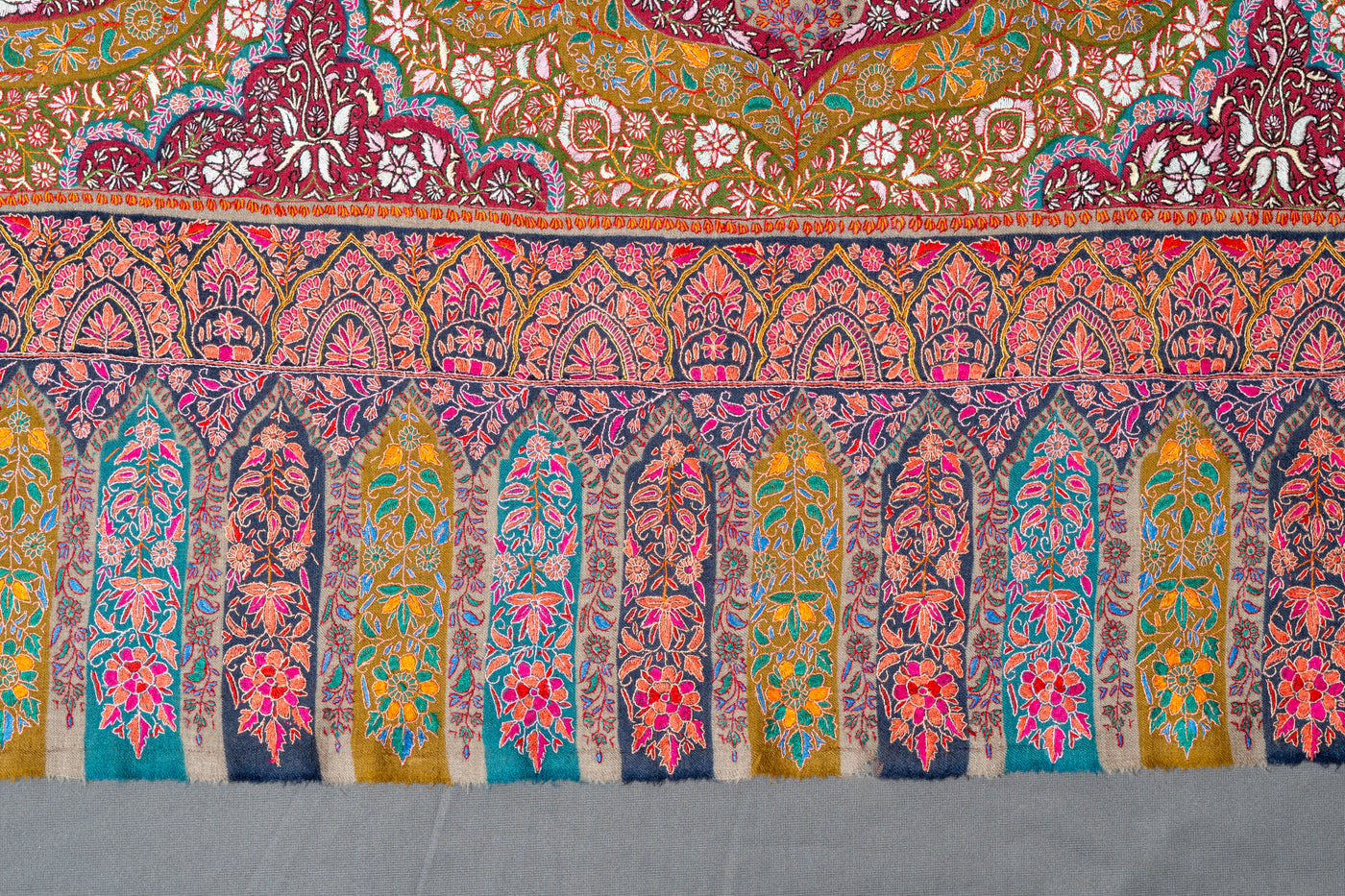 Kashmiri Grandeur Pure Pashmina Hand-Embroidered Sozni Shawl