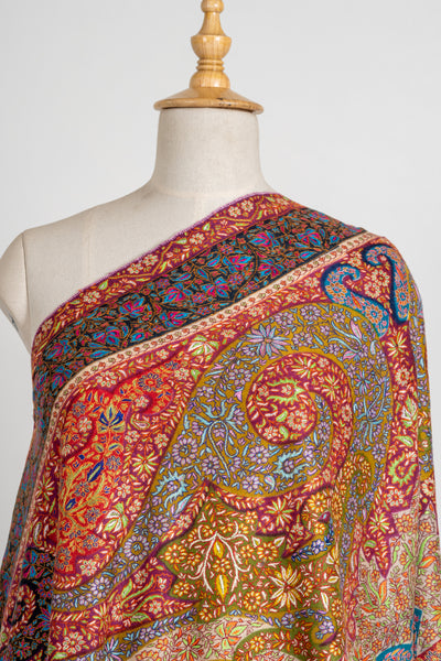 Kalamkari: Royal Elegance Pure Pashmina Hand-Embroidered Sozni Shawl