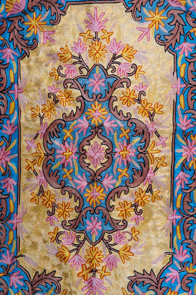Hand Aari Embroidered chain stitch rug 2ft x 6ft