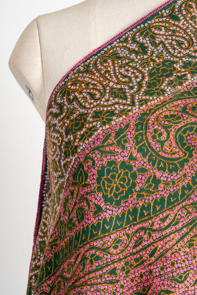 Forest Hues Finest Merino wool Hand-Embroidered Sozni Shawl