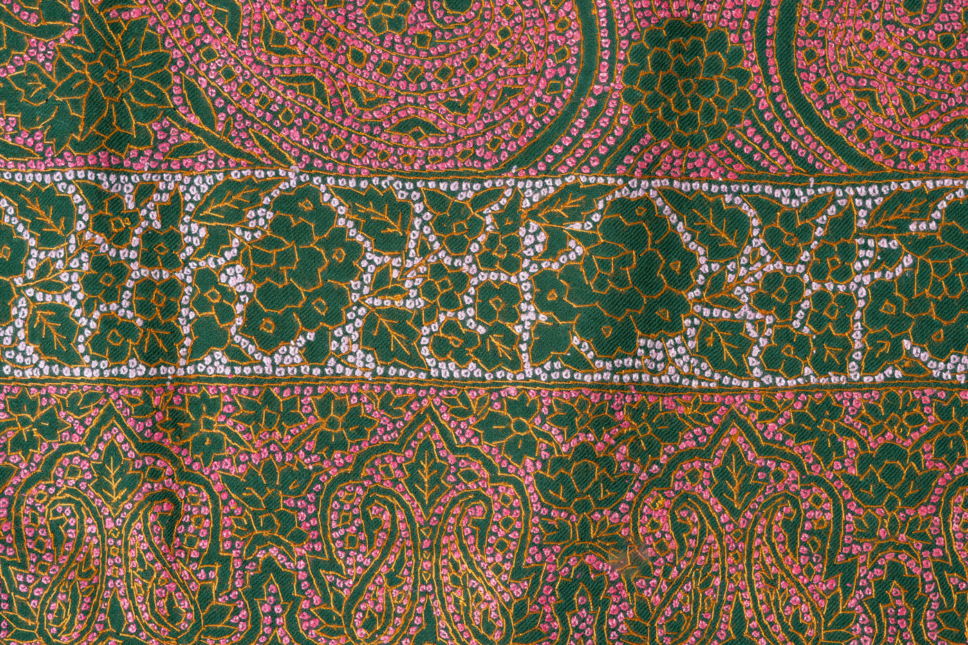 Forest Hues Finest Merino wool Hand-Embroidered Sozni Shawl