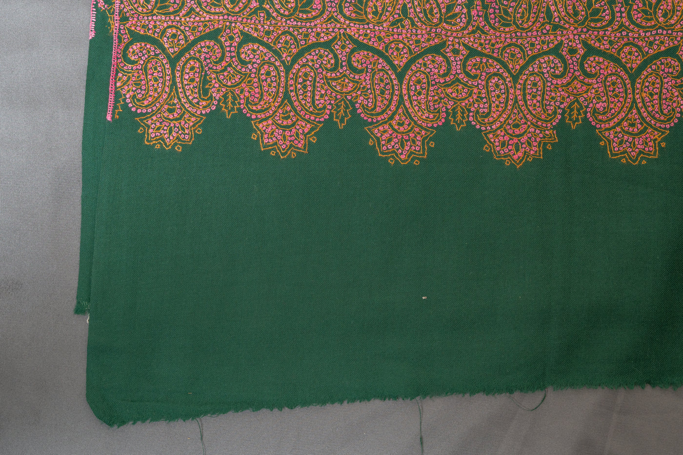 Forest Hues Finest Merino wool Hand-Embroidered Sozni Shawl