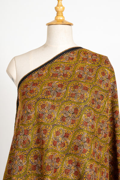 Golden Midnight Fine Merino Wool Hand-Embroidered Sozni Shawl