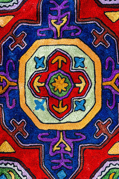 Hand Aari Embroidered chain stitch rug 2.5ft x 8ft